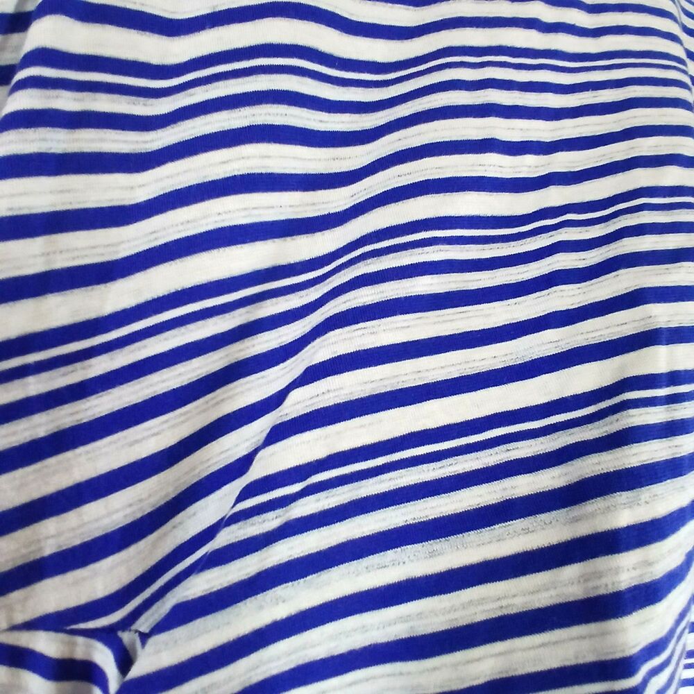 Talbots Striped Knee Length Dress PL Blue White Cotton Coastal Nautical Preppy - Picture 6 of 8